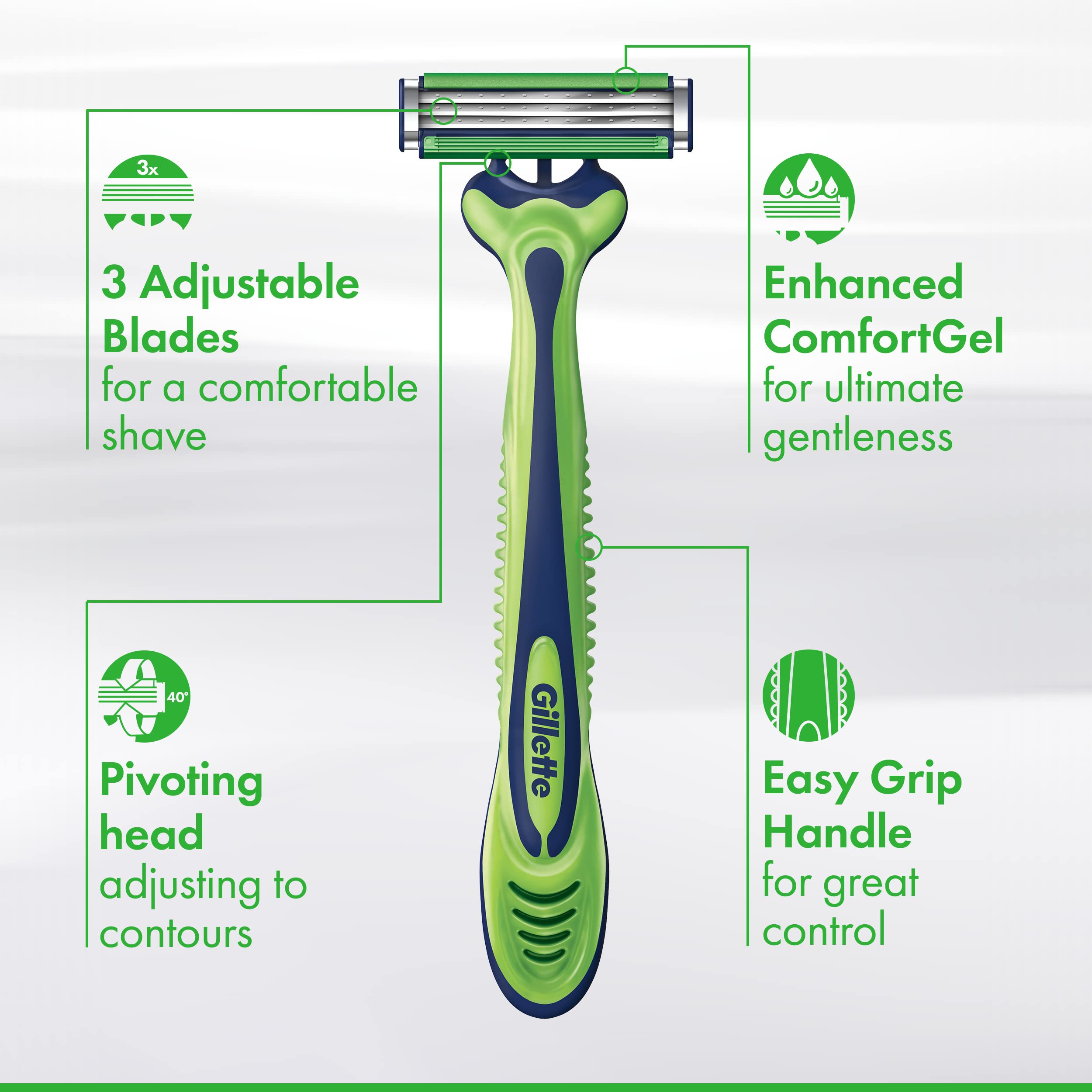 Gillette Sensor3 Sensitive Disposable Razors for Men, 16 Count, Enhanced Lubrastrip Glides Easily Over Your Skin